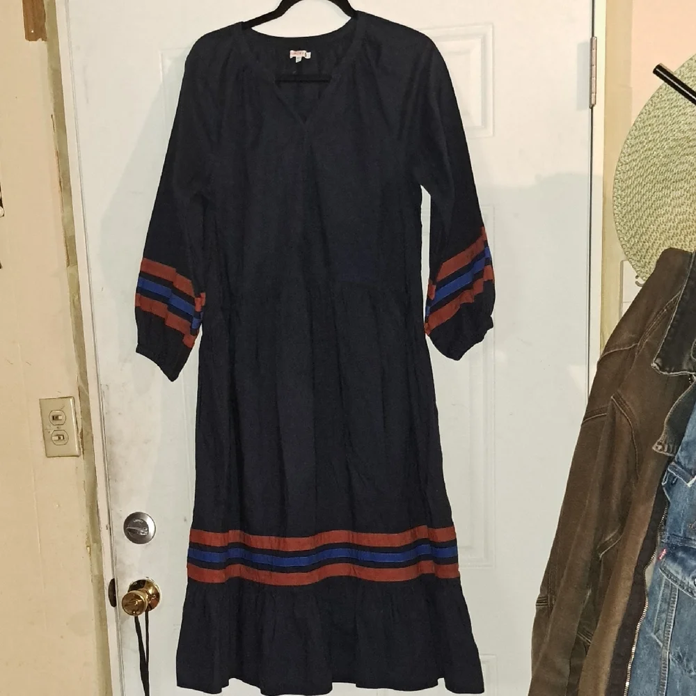 Sundry Anthropologie,Navy Dress with Red and Blue Accents - Picture 4 of 13